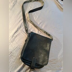 Vintage Genuine Leather Crossbody Bag Black Small Satchel Minimalist Boho Purse